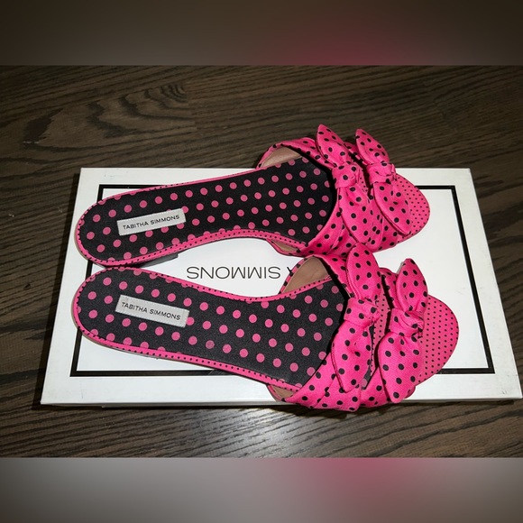 Size 40 - Tabitha Simmons Pink Cleo Polka dots bow slippers - Picture 3 of 12